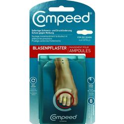Verpackung von Compeed Blasenpflastern für Zehen.